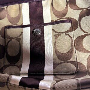 COACH 10055 HAMPTONS WEEKEND Signature Stripe Bag